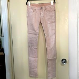 Mid Rise Skinny Shimmer Glitter Pink Jeans Bullhead Black Real Pockets Size 3